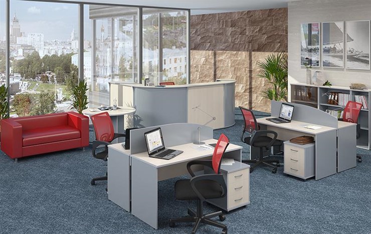 Комплект офисной мебели IMAGO четыре рабочих места, стол для переговоров в Астрахани - изображение 1